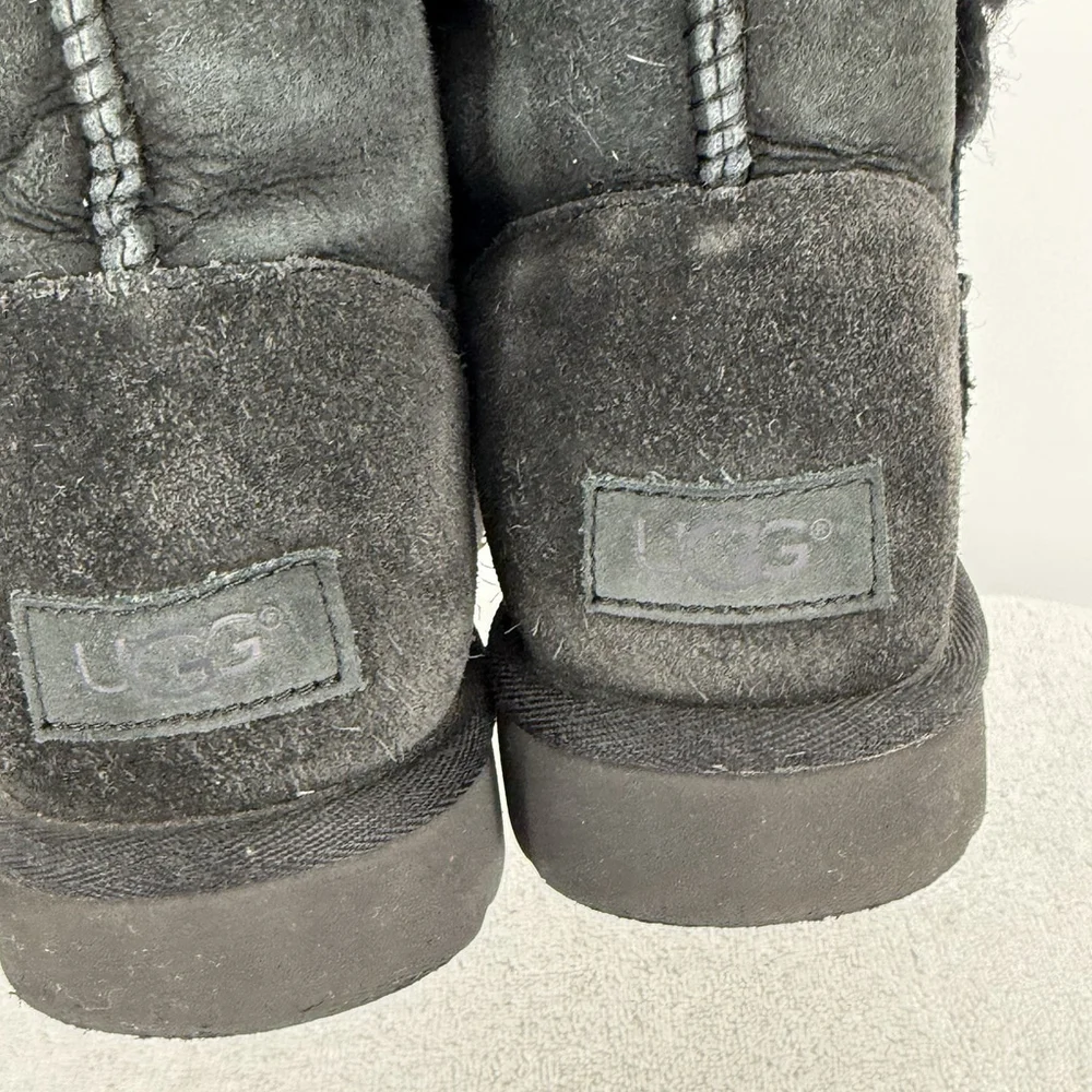 UGG Bailey Button Triplet II Women's Suede Tall Boot, Size 7 - Black (1016227)